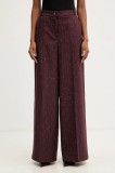 Haveone pantaloni culoarea bordo, lat, high waist, PGE-P065