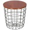 Masa rotunda cu cos depozitare, MDF, baza metalica, negru si maro, 30.5/39x40 cm, Springos
