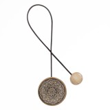 Magnet pentru Perdea cu Disc din Lemn și Model Mandala, Negru, CMCLASS