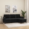 VidaXL Canapea cu 3 locuri și taburet, negru, 180 cm, catifea