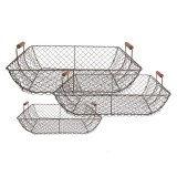 Cumpara ieftin Set 3 cosuri metal lemn maro 40x34x15 cm, 36x30x14 cm, 32x26x13 cm