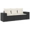 Set mobilier de gradina cu perne, 3 piese, negru, poliratan