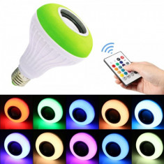 Bec LED Disco E27 Boxa 3W Muzica Bluetooth, Telecomanda Lumini 220V foto