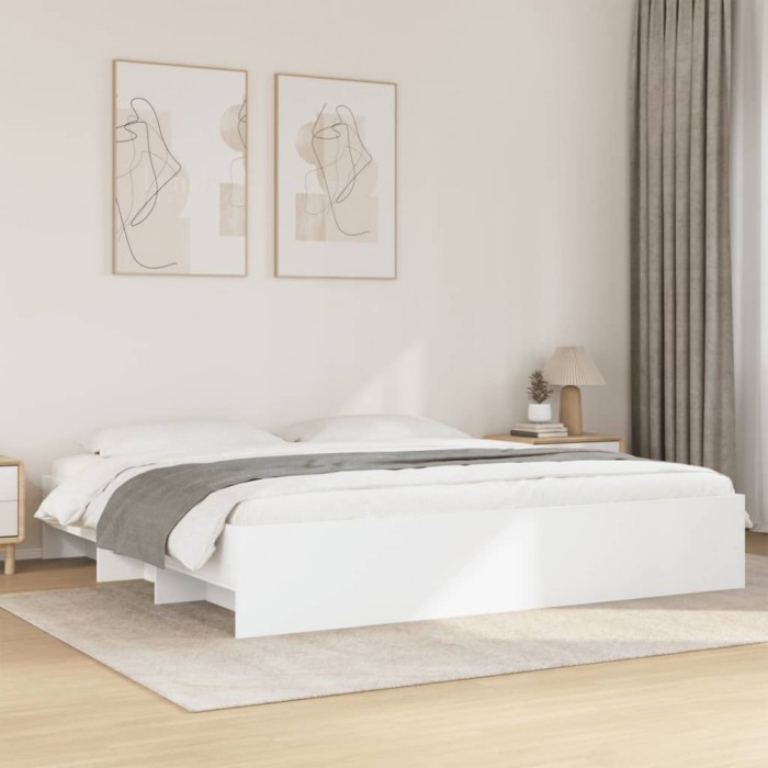 Gossi cadru de pat alb 180x200 cm din lemn prelucrat