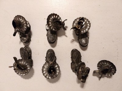 lot 6 buc cleme suport lumanare pentru brad Craciun, vechi, vintage anii 50-60, 5x4cm, marcati REFORM C.R.G.M foto