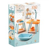 Set Joaca Bebe 3 in 1 Ecoiffier, Ingrijire Papusi: Scaun Masa, Cada, Masa Schimbat, Accesorii, Multicolor, 18+ Luni