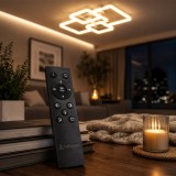 Lustra LED ELLA 67W Dimabila cu Telecomanda, 4 Patrate, Alb, Lumina Calda/Rece/Neutra