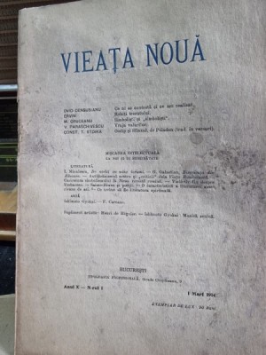 Revista Vieata Noua Nr. 1 Martie 1914 foto