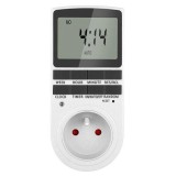 Priza digitala programabila 230V, 16A, 3680W, LCD, 8 butoane, alba, RTV0400049