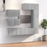 VidaXL Set dulapuri TV, 6 piese, gri sonoma, lemn prelucrat