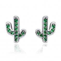 Cercei din argint 925 Green Cactus Crystal foto