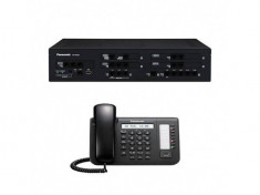 Centrala Telefonica Hibrid Panasonic KX-NS500NE IP Telefon Digital KX-DT521 DISA Interfata LAN Ethernet Negru foto