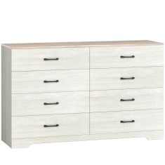 HOMCOM Comodă cu 8 Sertare pentru Dormitor, Modernă, cu M&acirc;nere, Spațioasă pentru Sufragerie, Cameră și Hol, 140x40x86 cm, Nuc și Gri Deschis | Aosom R