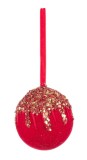Set 12 ornamente brad Craciun catifea rosie Artemide &Oslash; 10 cm