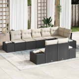 Cumpara ieftin Set de canapele pentru gradina 8 buc. Negru si Crem poliratan