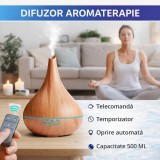 SMARTECH Difuzor de ulei esential, Aromaterapie, Umidificator de aer, Rezervor 500ML, Telecomanda si lumina veghe ajustabila STH-51