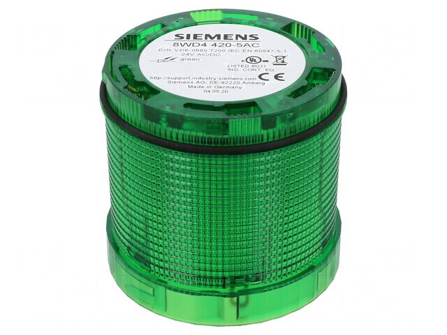 Semnalizator LED Verde 24V IP65 &Oslash;70mm