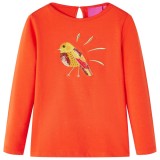 Tricou de copii cu m&acirc;neci lungi, portocaliu &icirc;nchis, 92, vidaXL