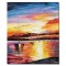 Tablou pictat manual, Apus de soare cu veliere, 60x50cm ulei pe panza in cutit, efect 3D, Spectaculos