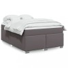 VidaXL Pat box spring cu saltea, gri, 140x190 cm, piele ecologică 3285211