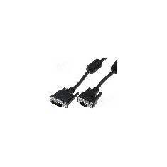 Cablu DVI - VGA, D-Sub 15pin HD mufa, DVI-I (24+5) mufa, 2m, negru, ASSMANN - AK-320300-020-S