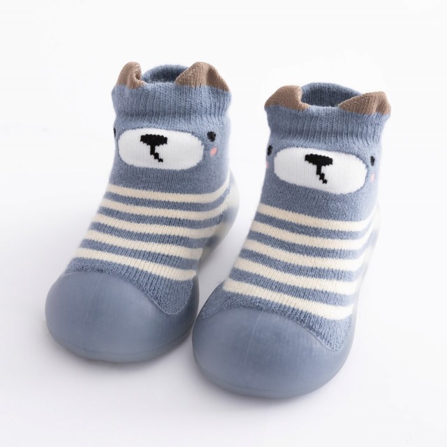Mocasini cu talpa antiderapanta - Bleu Teddy (Marime Disponibila: Marimea 24)