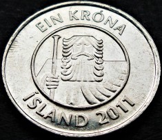Moneda 1 KRONA / COROANA - ISLANDA, anul 2011 *cod 2127