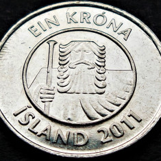 Moneda 1 KRONA / COROANA - ISLANDA, anul 2011 *cod 2127