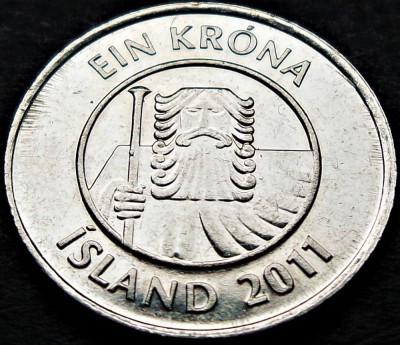 Moneda 1 KRONA / COROANA - ISLANDA, anul 2011 *cod 2127 foto