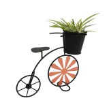 Suport ghivece flori in forma de bicicleta metal rosu negru Semil 28x10x25 cm