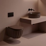 Set: Vas de toaletă suspendat + Lavoar pe blat Rea Duo Espresso Matt