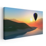 Tablou peisaj cu balon cu aer cald la apus Tablou canvas pe panza CU RAMA 30x60 cm
