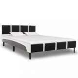 Cumpara ieftin Cadru de pat, negru și alb, 160 x 200 cm, piele ecologică