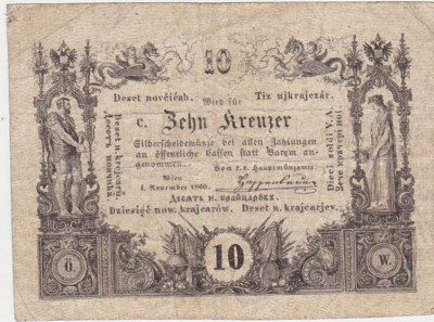 Austria 10 Kreuzer 1860 F foto