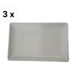 Set 3 platouri dreptunghiulare, 20&times;13 cm, Crem