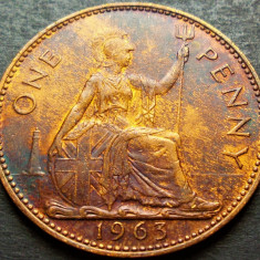Moneda 1 PENNY - MAREA BRITANIE / ANGLIA, anul 1963 * cod 1910 - patina curcubeu