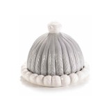 Platou ceramica gri alba Craciun 16.5x13 cm