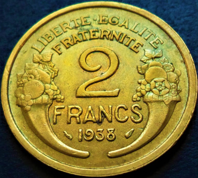 Moneda istorica 2 FRANCI - FRANTA, anul 1938 *cod 4824 = A.UNC foto