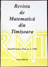 REVISTA DE MATEMATICA DIN TIMISOARA - NR.1/1998-DAMIAN BIRCHI-339350