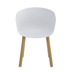 Scaun dining metal alb lemn natur 54x51x82 cm
