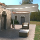 vidaXL Copertină automată cu LED &amp; senzor v&acirc;nt, crem, 450x350 cm