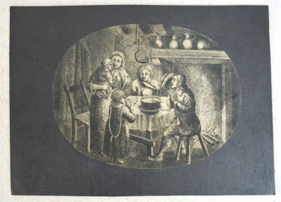 David Deuchar &amp;quot;Familie in jurul mesei&amp;quot; gravura cca 1782-1803 foto