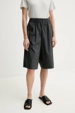 Remain pantaloni scurți femei, culoarea gri, uni, high waist, 502700847
