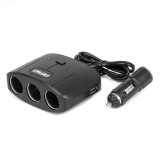 Distribuitor priza bricheta auto cu incarcator 2x USB-A, 3 prize, ON/OFF, 12V 24V, 100W, cablu 70 cm, AMiO 04362 pentru autoturisme, camioane,