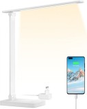 Lampa de birou LED Lepro PR310003 control Touch, 3 moduri, 15W, 655 Lumeni, USB, Alb