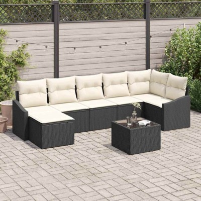 vidaXL Set de canapele pentru grădină 8 pcs Negru Rattan poli 3346817 foto