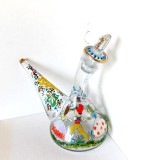 Carafă ((porr&oacute;n) cristal + dop original, suflată și pictată manual email sticlă vidrată colorată, 1910-1930 - Sardana - Cristaleria Cirera Catalunia