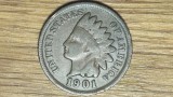 SUA / USA - moneda de colectie istorica - 1 indian head cent 1901 - cap indian - stare buna !