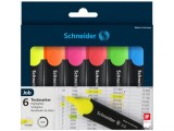 Textmarker cu varf tesit,model Schneider Job,6 bucati set