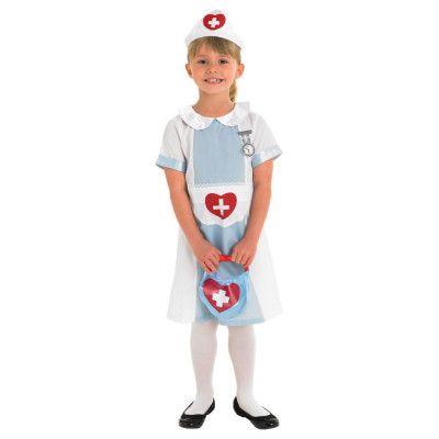 Costum clasic asistenta medicala pentru fete 3-4 ani 104 cm foto